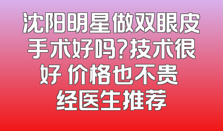 沈阳明星做双眼皮手术好吗？技术很好 价格也不贵 经医生推荐