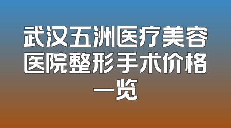武汉五洲医疗美容医院整形手术价格一览