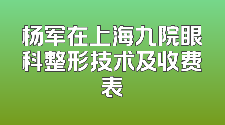 杨军在上海九院眼科整形技术及收费表