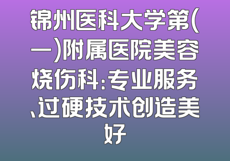 锦州医科大学第(一)附属医院美容烧伤科：专业服务、过硬技术创造美好
