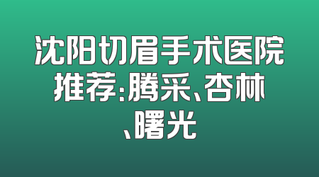 沈阳切眉手术医院推荐：腾采、杏林、曙光