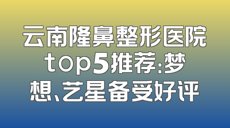 云南隆鼻整形医院top5推荐：梦想、艺星备受好评
