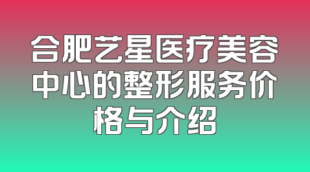 合肥艺星医疗美容中心的整形服务价格与介绍