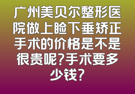 广州美贝尔整形医院做上睑下垂矫正手术的价格是不是很贵呢？手术要多少钱？