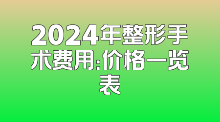2024年整形手术费用：价格一览表