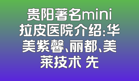 贵阳著名mini拉皮医院介绍：华美紫馨、丽都、美莱技术領先