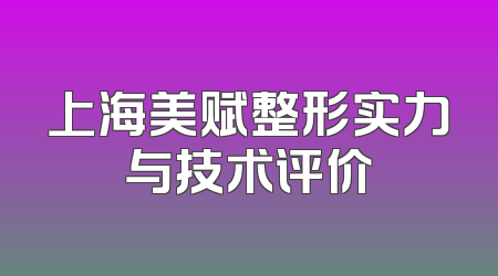 上海美赋整形实力与技术评价