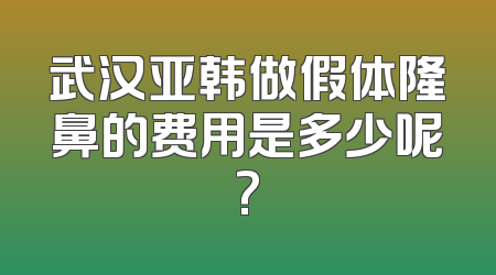 武汉亚韩做假体隆鼻的费用是多少呢?