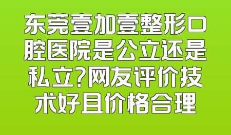 东莞壹加壹整形口腔医院是公立还是私立？网友评价技术好且价格合理