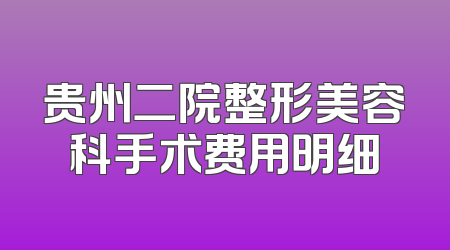 贵州二院整形美容科手术费用明细