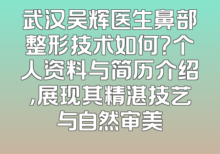 武汉吴辉医生鼻部整形技术如何？个人资料与简历介绍，展现其精湛技艺与自然审美