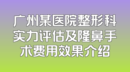 广州某医院整形科实力评估及隆鼻手术费用效果介绍