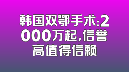 韩国双鄂手术：2000万起，信誉高值得信赖