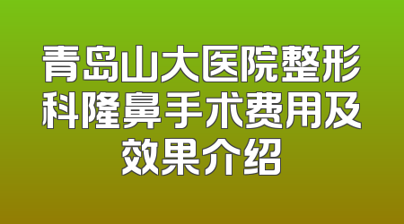 青岛山大医院整形科隆鼻手术费用及效果介绍