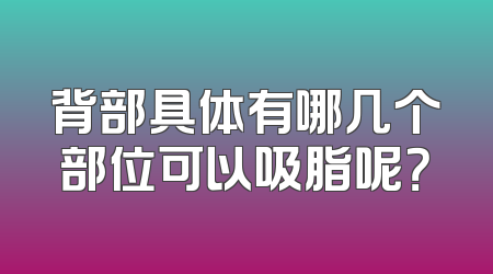 背部具体有哪几个部位可以吸脂呢？