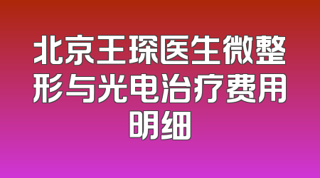 北京王琛医生微整形与光电治疗费用明细