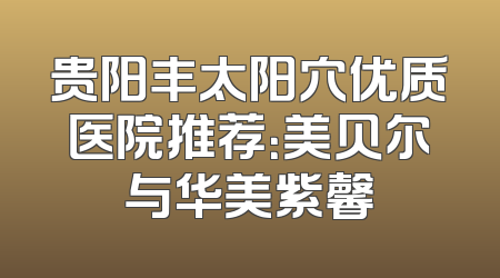 贵阳丰太阳穴优质医院推荐：美贝尔与华美紫馨