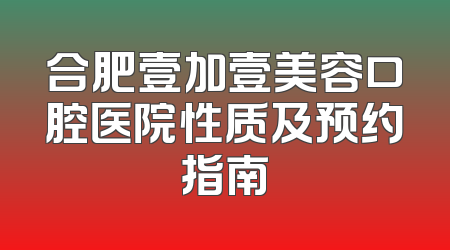 合肥壹加壹美容口腔医院性质及预约指南