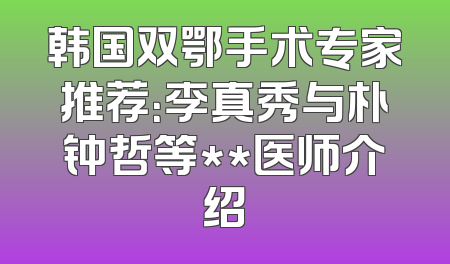 韩国双鄂手术专家推荐：李真秀与朴钟哲等**医师介绍