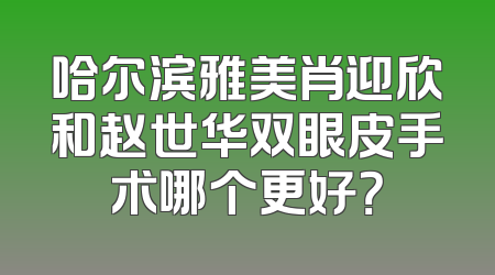 哈尔滨雅美肖迎欣和赵世华双眼皮手术哪个更好？