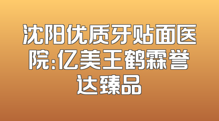 沈阳优质牙贴面医院：亿美王鹤霖誉达臻品