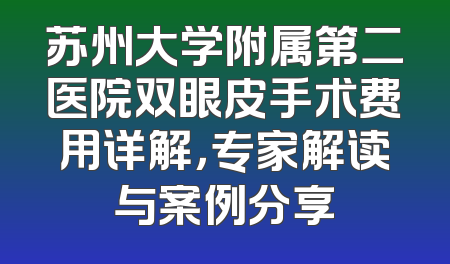 苏州大学附属第二医院双眼皮手术费用详解，专家解读与案例分享
