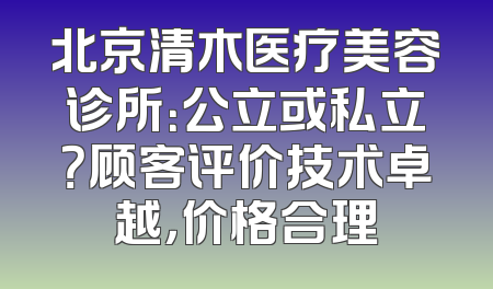 北京清木医疗美容诊所：公立或私立？顾客评价技术卓越，价格合理