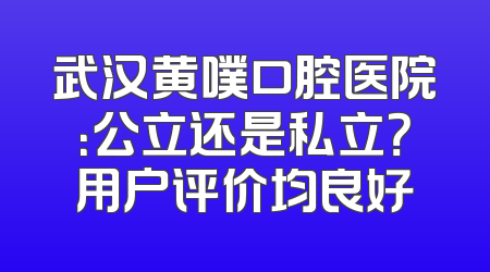 武汉黄噗口腔医院：公立还是私立？用户评价均良好