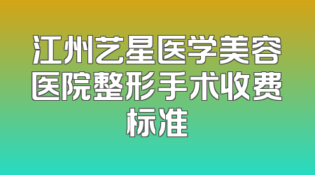 江州艺星医学美容医院整形手术收费标准