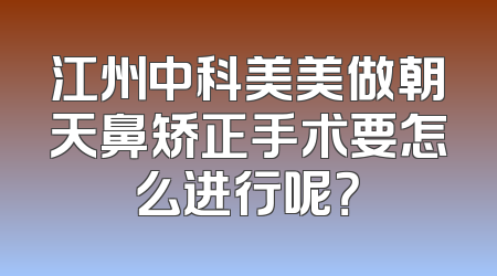 江州中科美美做朝天鼻矫正手术要怎么进行呢？