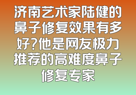 济南艺术家陆健的鼻子修复效果有多好？他是网友极力推荐的高难度鼻子修复专家