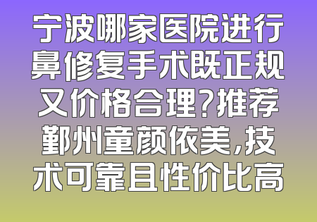宁波哪家医院进行鼻修复手术既正规又价格合理？推荐鄞州童颜依美，技术可靠且性价比高