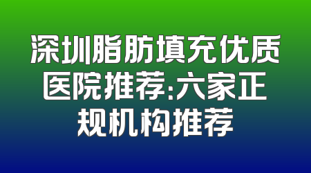 深圳脂肪填充优质医院推荐：六家正规机构推荐