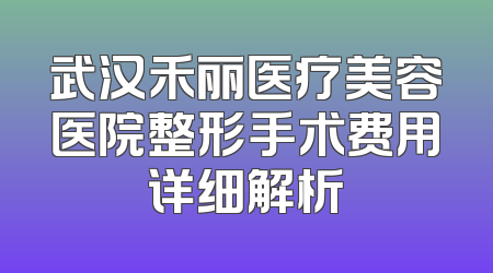 武汉禾丽医疗美容医院整形手术费用详细解析