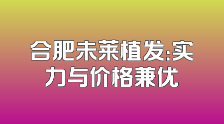 合肥未莱植发：实力与价格兼优