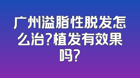 广州溢脂性脱发怎么治？植发有效果吗？