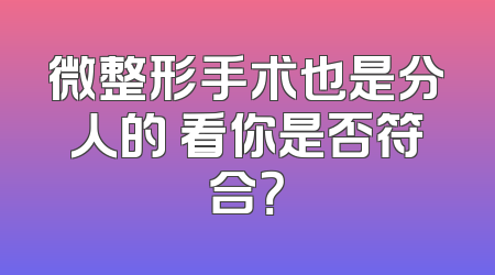 微整形手术也是分人的 看你是否符合？