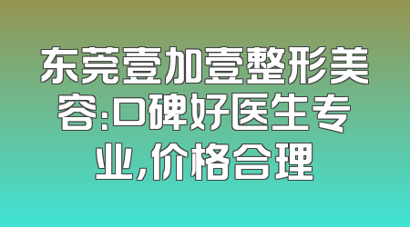 东莞壹加壹整形美容：口碑好医生专业，价格合理