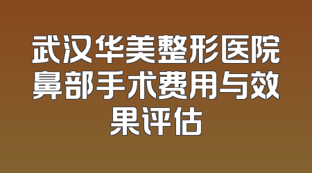 武汉华美整形医院鼻部手术费用与效果评估