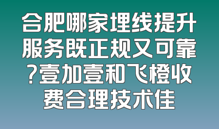 合肥哪家埋线提升服务既正规又可靠？壹加壹和飞橙收费合理技术佳