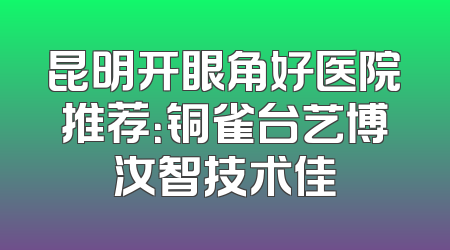 昆明开眼角好医院推荐：铜雀台艺博汝智技术佳