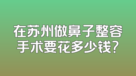 在苏州做鼻子整容手术要花多少钱?