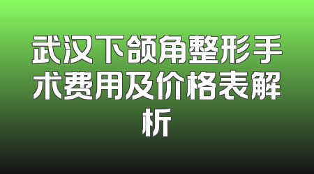 武汉下颌角整形手术费用及价格表解析