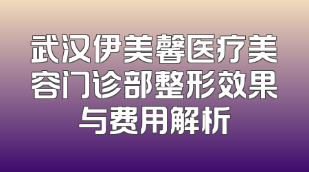 武汉伊美馨医疗美容门诊部整形效果与费用解析