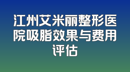 江州艾米丽整形医院吸脂效果与费用评估
