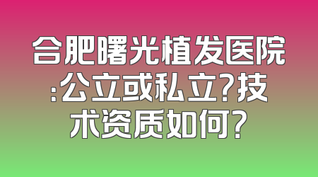 合肥曙光植发医院：公立或私立？技术资质如何？