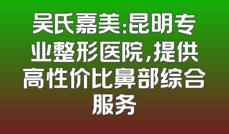 吴氏嘉美：昆明专业整形医院，提供高性价比鼻部综合服务