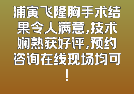 浦寅飞隆胸手术结果令人满意，技术娴熟获好评，预约咨询在线现场均可！