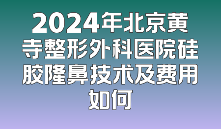 2024年北京黄寺整形外科医院硅胶隆鼻技术及费用如何