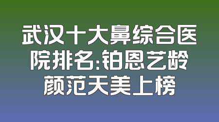 武汉十大鼻综合医院排名：铂恩艺龄颜范天美上榜
